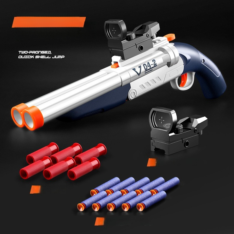 Foam Dart Gun - Senapan Mainan Dua Laras Peluru Lunak,