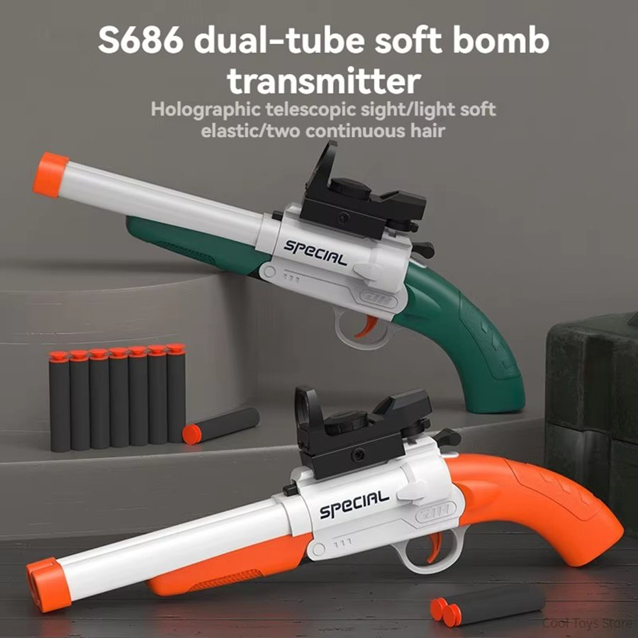 Senapan Mainan Laras Ganda S68 - Foam Dart Gun ulasan dan harga